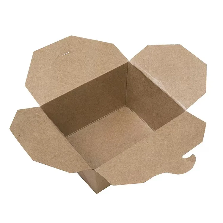 Wholesale Eco-Friendly Craft Paper Take-Away Lunch Box Kraft Meal Packaging with Embossing and Matt Lamination Folder Type