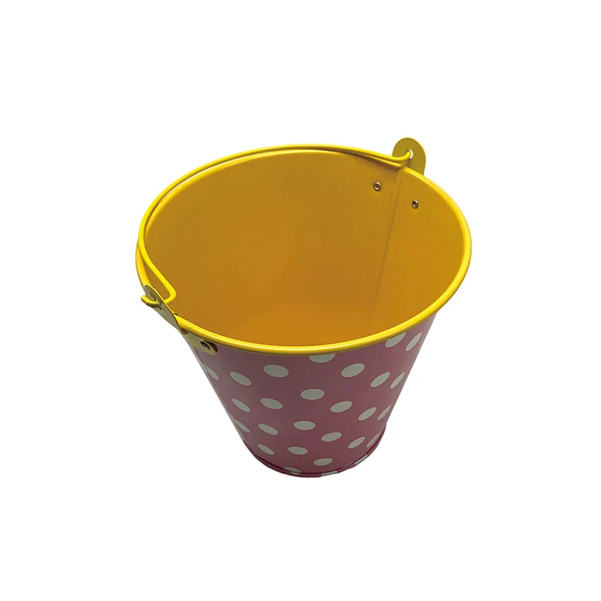 Buckets with Handle Mini Round Flower Pot Plant Basket Decoration Metal Customized Galvanized Bucket Home Party Food CMYK