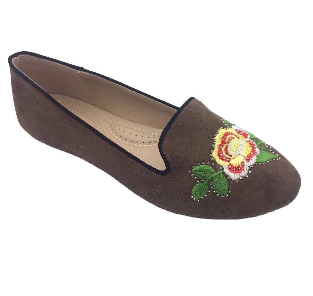 New Women Embroidering Shallow Mouch Tip Flat Boat Shoes
