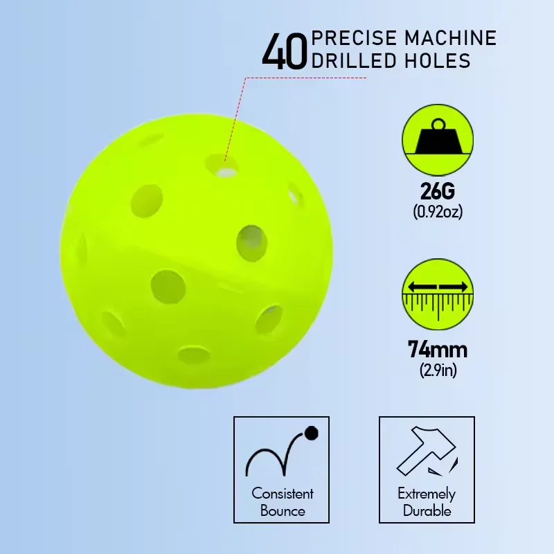 High Quality DESIGN PE Material 40 holes pickleball balls