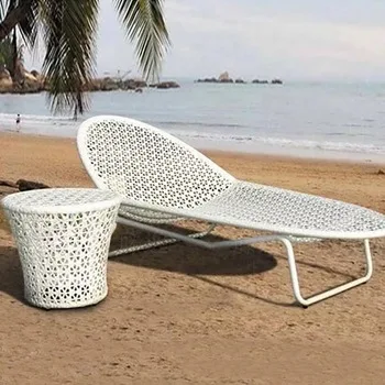 All weather outdoor sun lounger aluminum frame chair poolside chaise lounge
