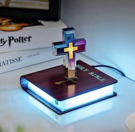 Магнитный левитирующий крест RGB светодиодная Библия книжная база плавающий крест Библейская лампа персонализированные подарки Домашний Ночной свет украшения подарки