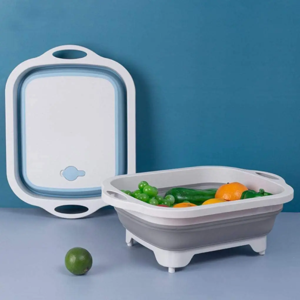 High Quality Multifunctional Folding Cutting Board Travel Foldable Cutting Board Draining Basket and Container