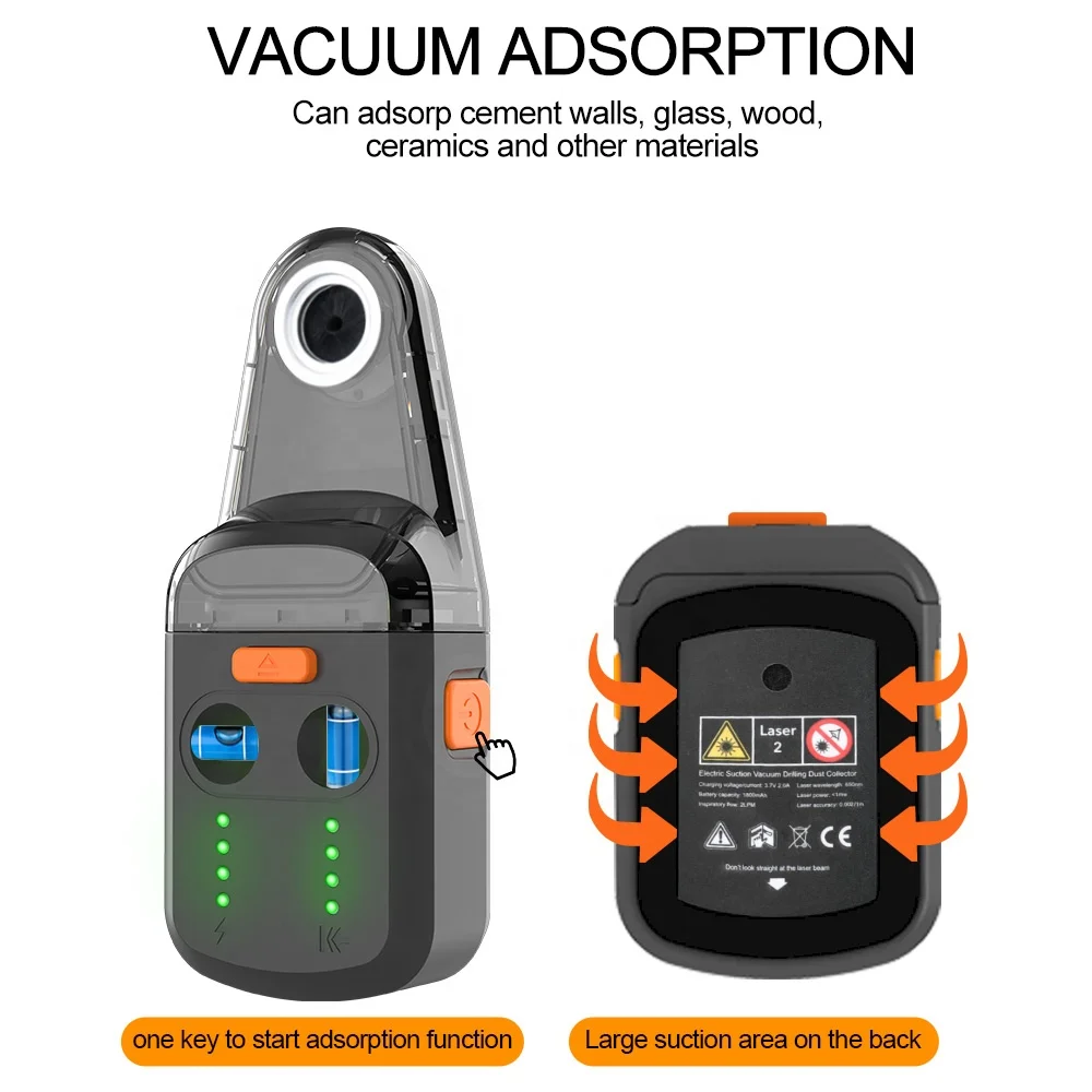 GVDA Laser Level Mobile Bracket Alignment Drilling Tools Electric Suction Vacuum Drilling Dust Collector for Hammer Screwdriver