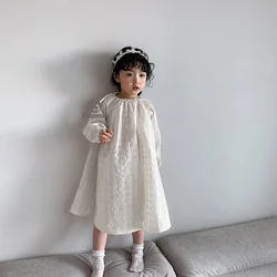 Boutique Girls Kids Dresses Long Spring Baby Clothes Princess Children Wear Embroidery Custom Toddler Girls Clothing