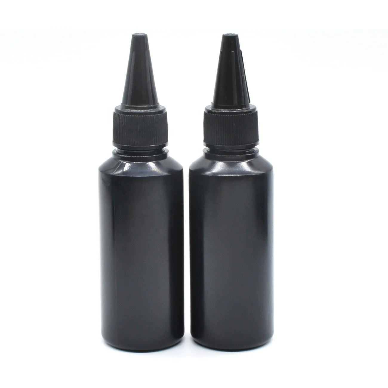 cheap price black 10ml 15ml 20ml 30ml 50ml 60ml 100ml 200ml 250ml nozzle plastic squeeze hair oil bottles with twist top
