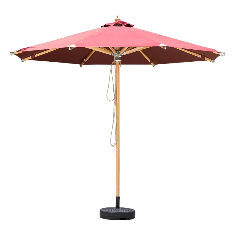 Wholesale outdoor wooden garden Cafe courtyard parasol Breathable light easy to install parasol