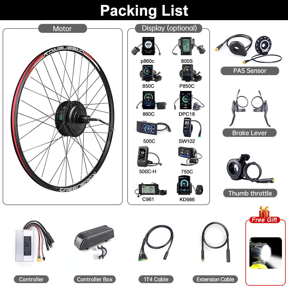 Akkubici Ebike Bafang 48V 500W Geared Hub Motor Rear Wheel Drive Ebike Motor Conversion e-bike Kit for Freewheel with Display