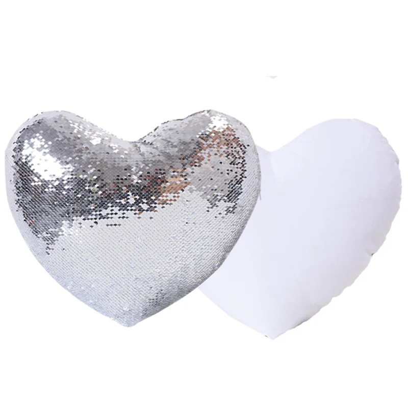 wholesales heart shape sublimation blank pillow case  sparkle for sequin pillow sublimation blank pillow cover