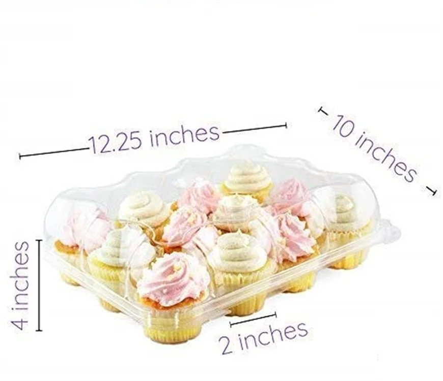 Hot sale PET 24 12 6 hole Cupcake Box Transparent Cake box Plastic Baking Packaging for cupcake