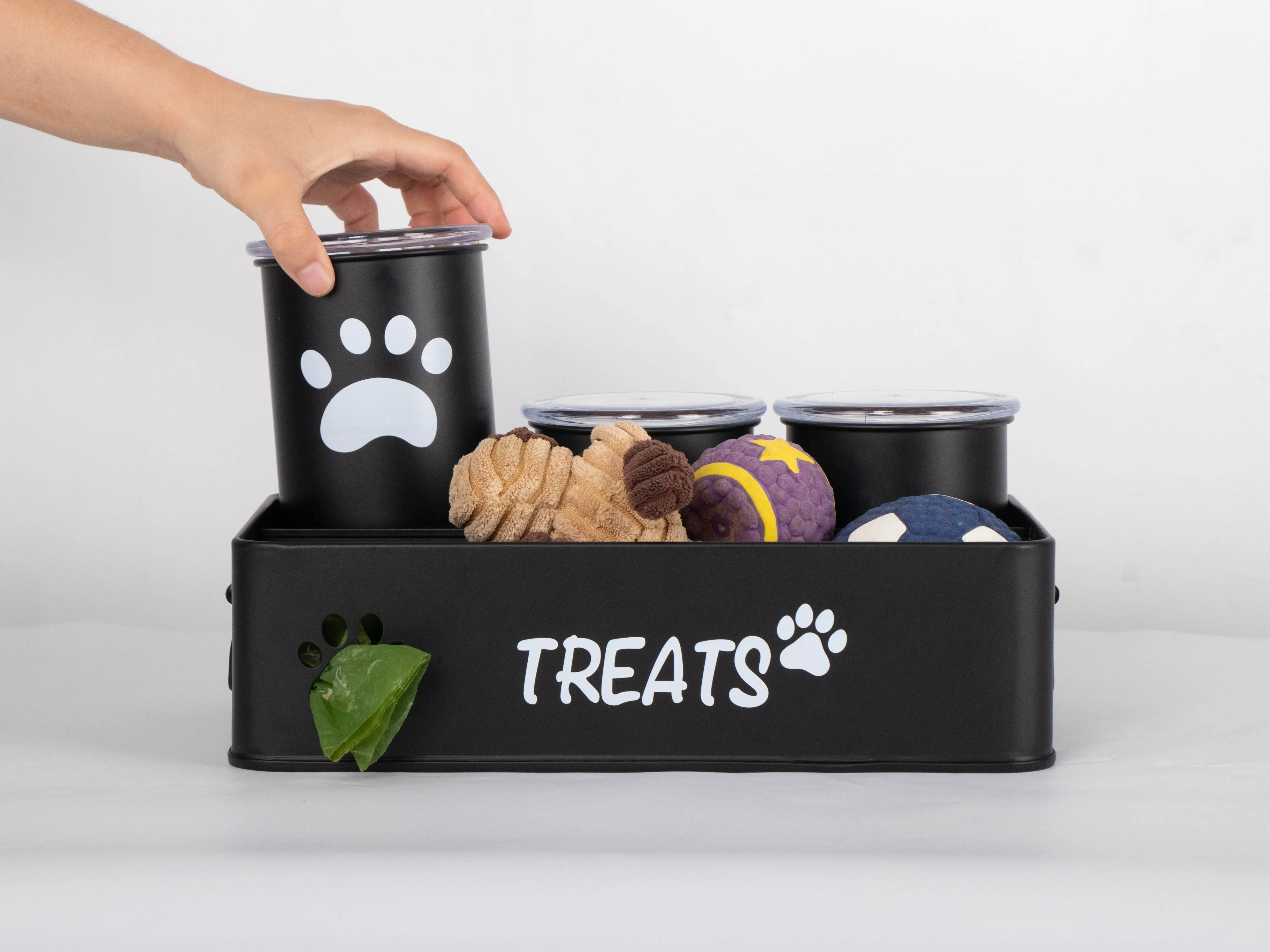 Factory Direct Sale Customized Cross-border E -commerce  Set of Four Metal  Pet Snacks and Toys Classification Storage Box