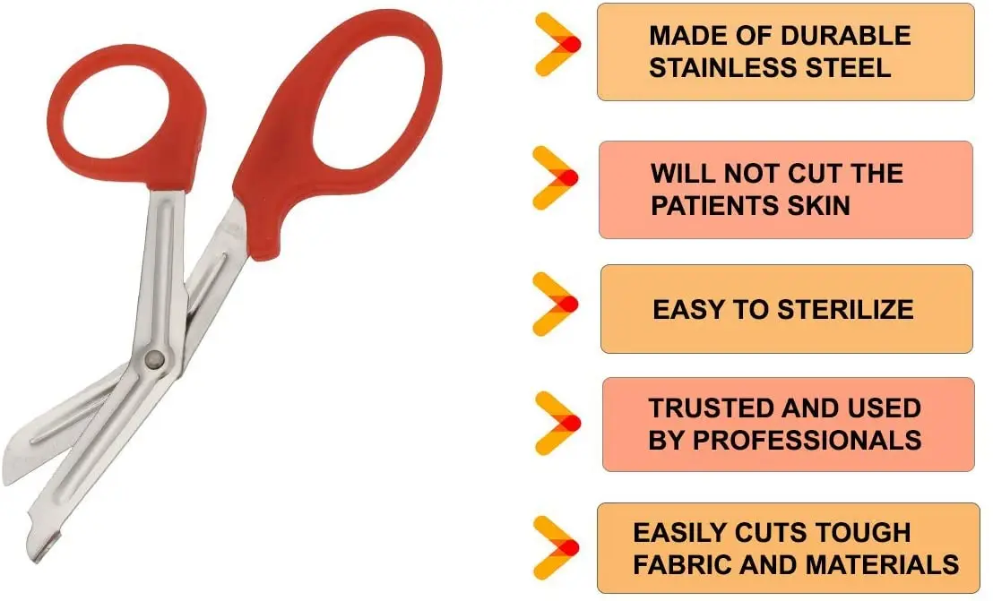 wholesale first aid small size stainless steel bandage scissors high quality trauma shears 14.5 cm
