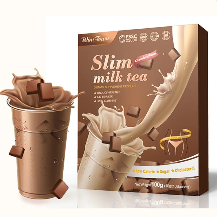 Customized Milk tea chocolate taste natural herbs healthy Diet control Powder Instant slim tea Weight loss products GMP factory
