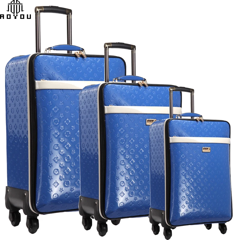China Manufacturer High Quality Pu Travel Leather Trolley 4 Wheel Carry on Luggage for Wholesales