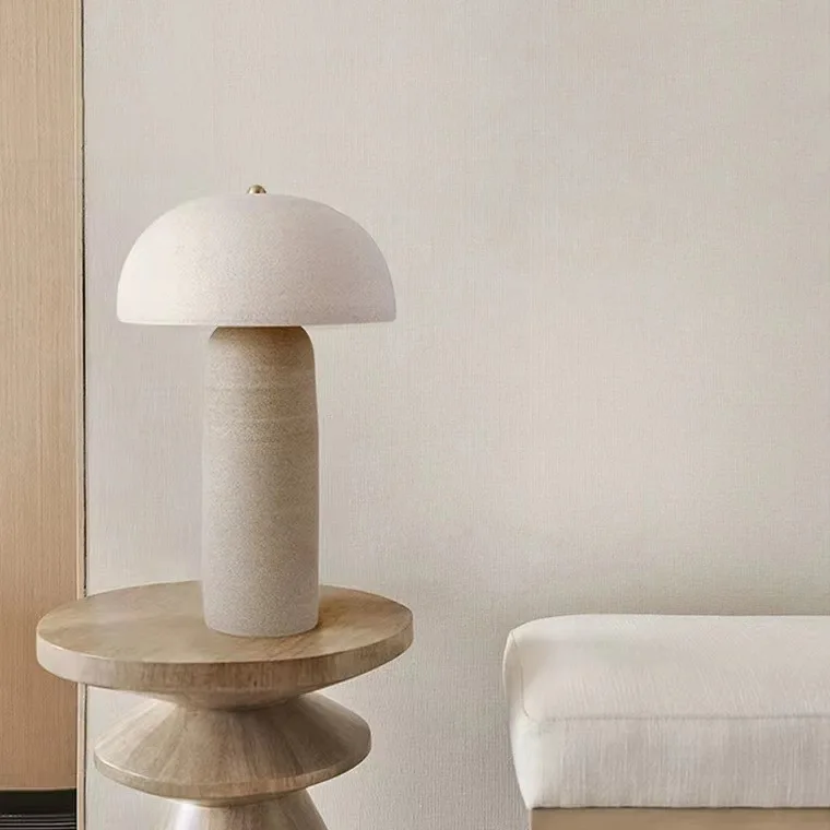 Modern creative simple hotel home mushroom table lamp decorative bed side ceramic table lamp