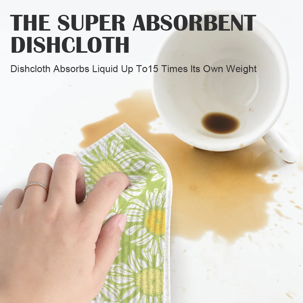 Spring-Color German Imported Sponge Sheets Kitchen Cloth Dish Towels Cellulose Sponge Cloth Non Scratch Swedish Dish Wash Cloth