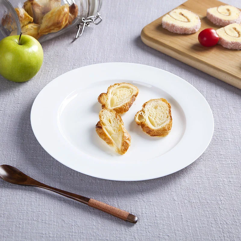 Savall HoReCa 9 inch pure white flat plate ss lifestyle simple ceramic western steak plate for restaurants