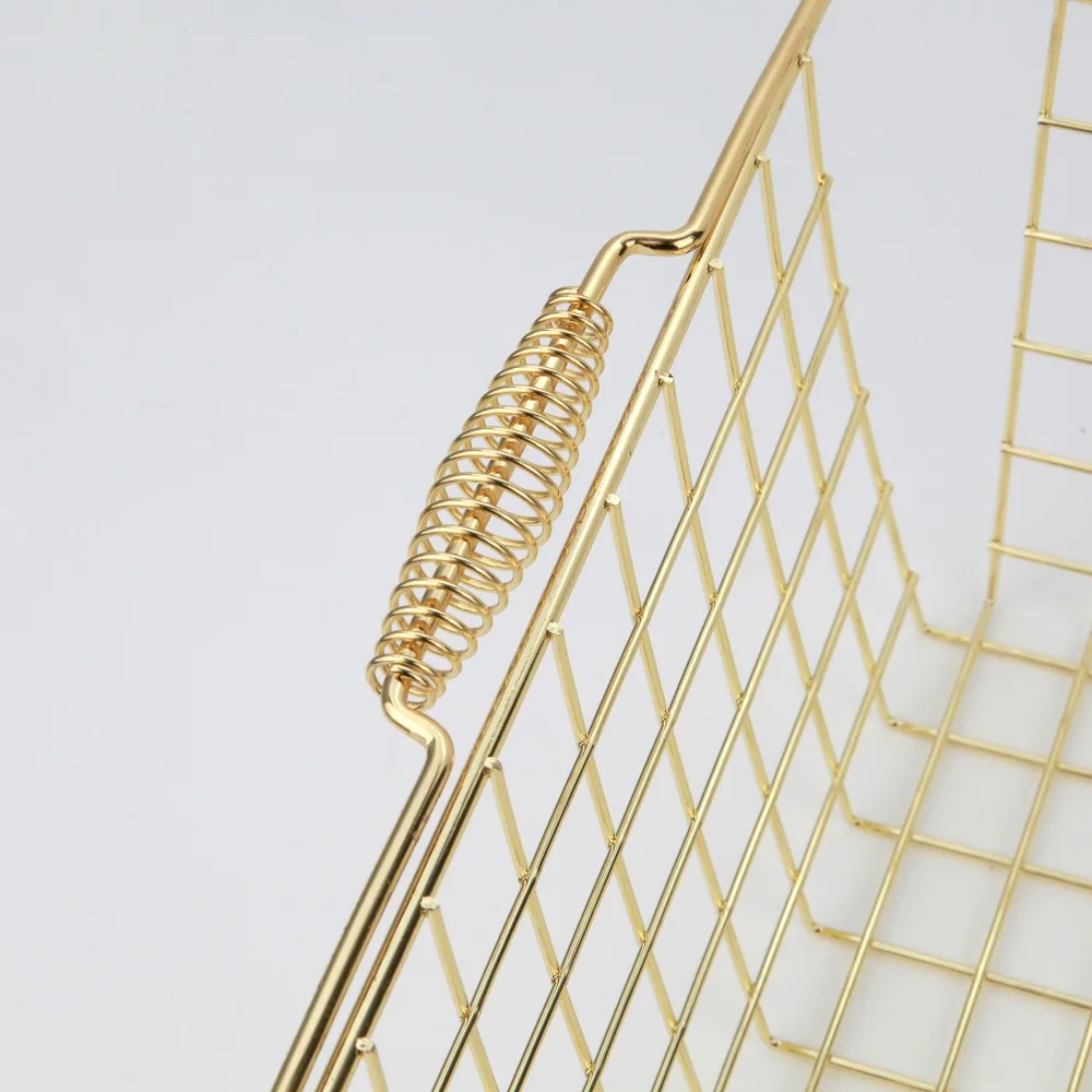 Maxery Groceries Gold-plated Tableware Shopping Basket Wrought Iron Trolley Pink Restaurant Storage Basket Picnic Basket Superma