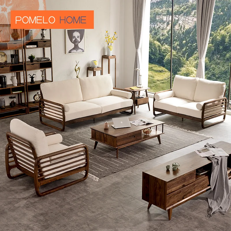 Pomelohome Imported North American black walnut single person sofa household living room supplies are hand-polished