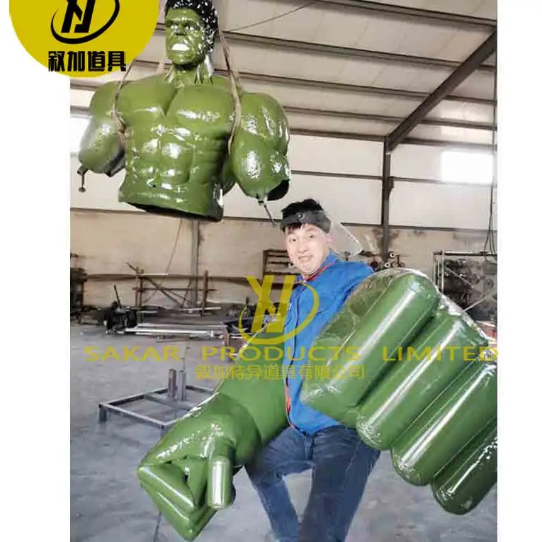 8ft Tall Large Size Outdoor Decoration Fiberglass Painting Life Size Cartoon Statue Sculpture Realistic Hulk Statue Cinema