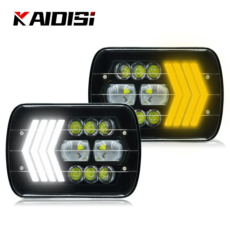 Auto lighting system 7inch 80W Hi/Lo beam daytime running light for ATV truck with yellow turn signal light