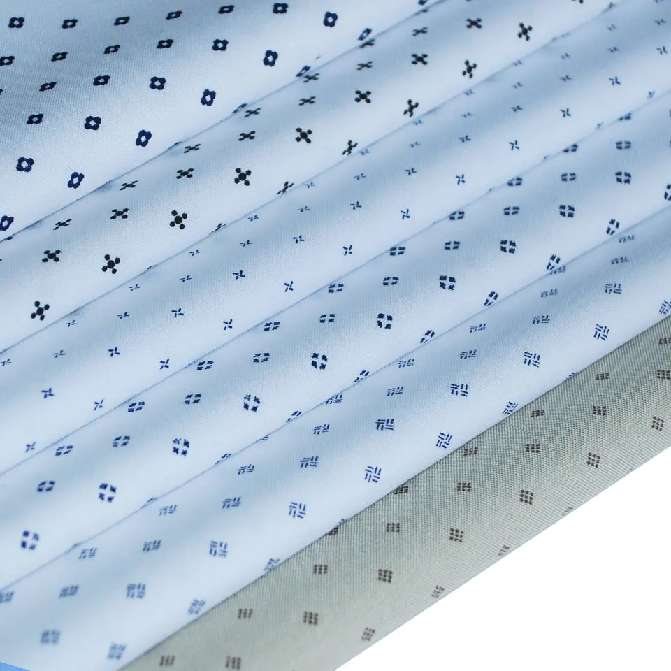 Wholesale high quality yarn dyed indigo chambray CVC 45% polyester 55% cotton print oxford fabric for men shirting