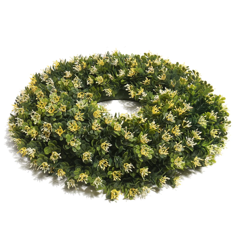 Factory Wholesale Indoor Wall Green Artificial Plant Leaf Wreath Christmas Front Door Decoration Artificial Wreath