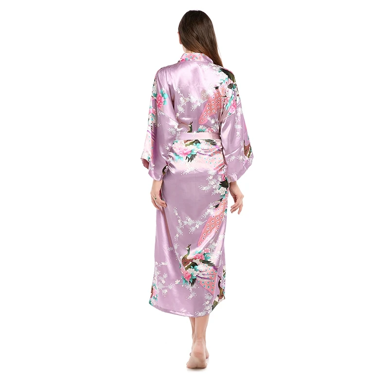 
Customized Print Satin Silk Kimono Ladies Night Gown Luxury Bath Robe Wholesale Pajamas Women Sukienka Bathrobe 