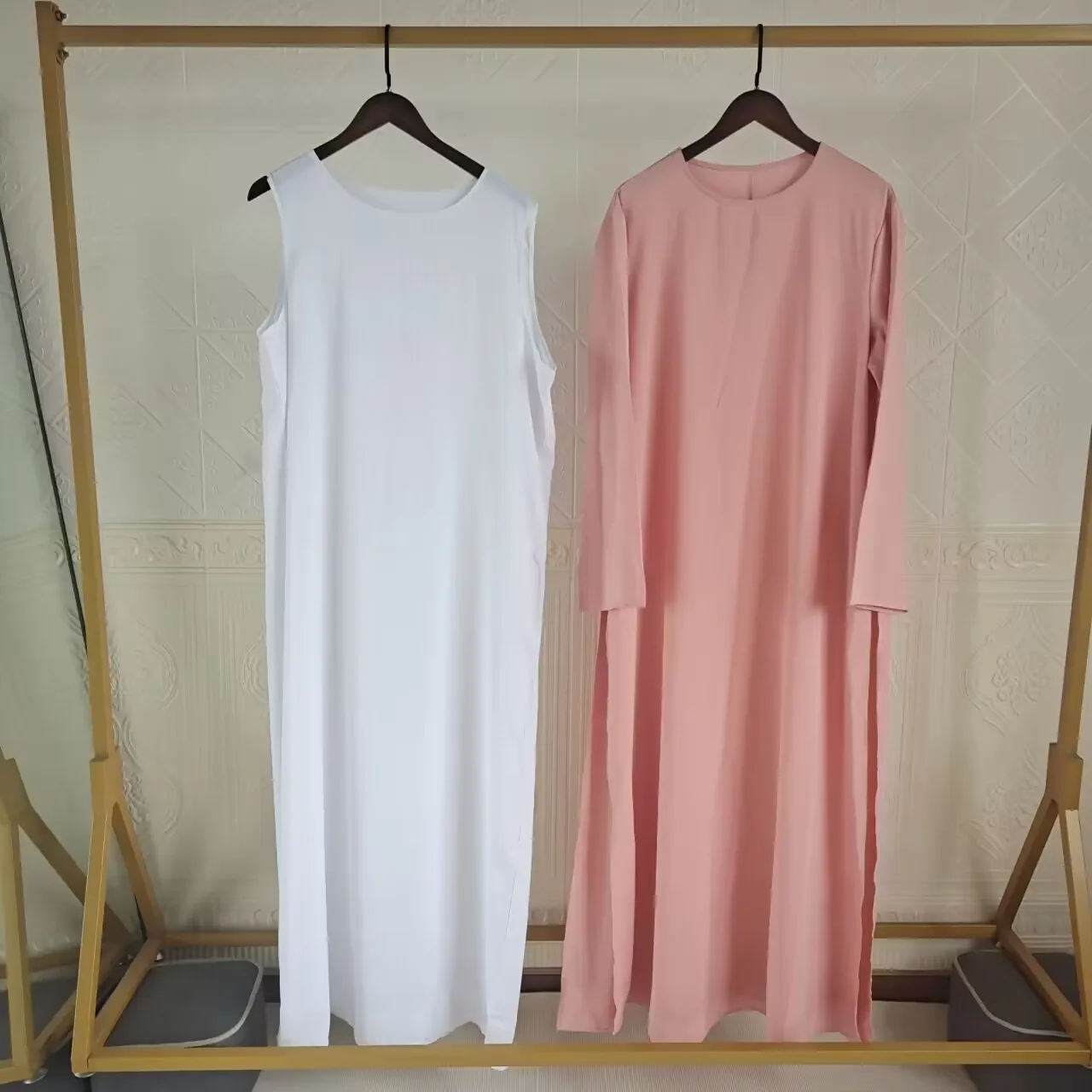 Wholesale New Abaya Dubai 2025 Abayah Islam 2 Pcs Muslim Dress Plain Color Traditional Muslim Islamic Clothing Nida Abaya Set