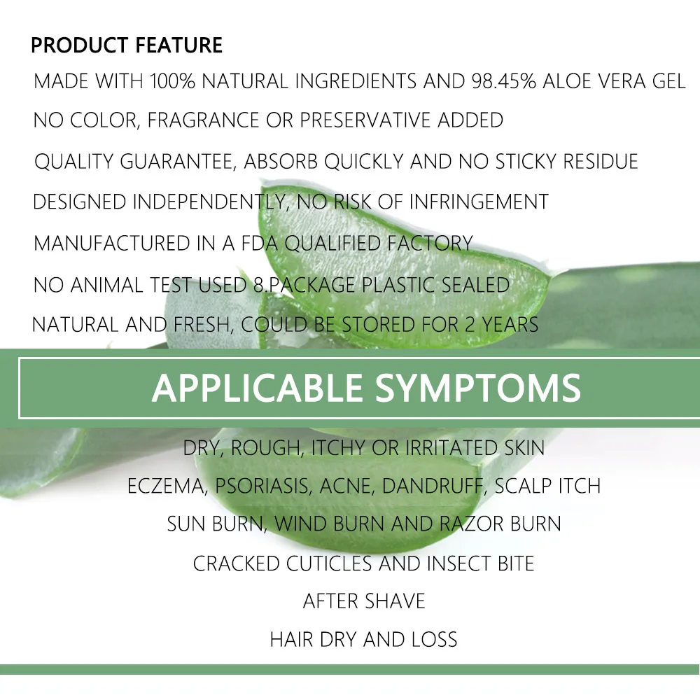 Face Sunburn Relief Natural Organic Aloe Vera Gel Eczema Dry Skin Hydration Aloe Vera Gel