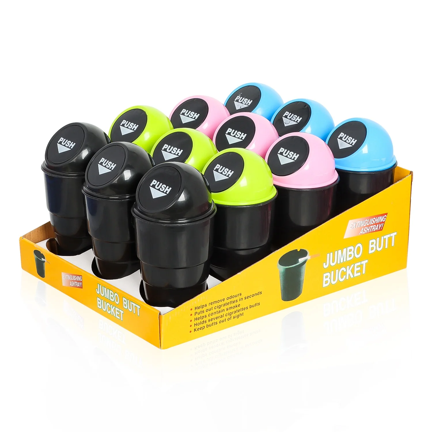 Wholesale Custom LOGO Plastic ABS Portable Cheap Luminous Butt Bucket Car Ashtray Cup Ash Tray Cigarette Ashtray