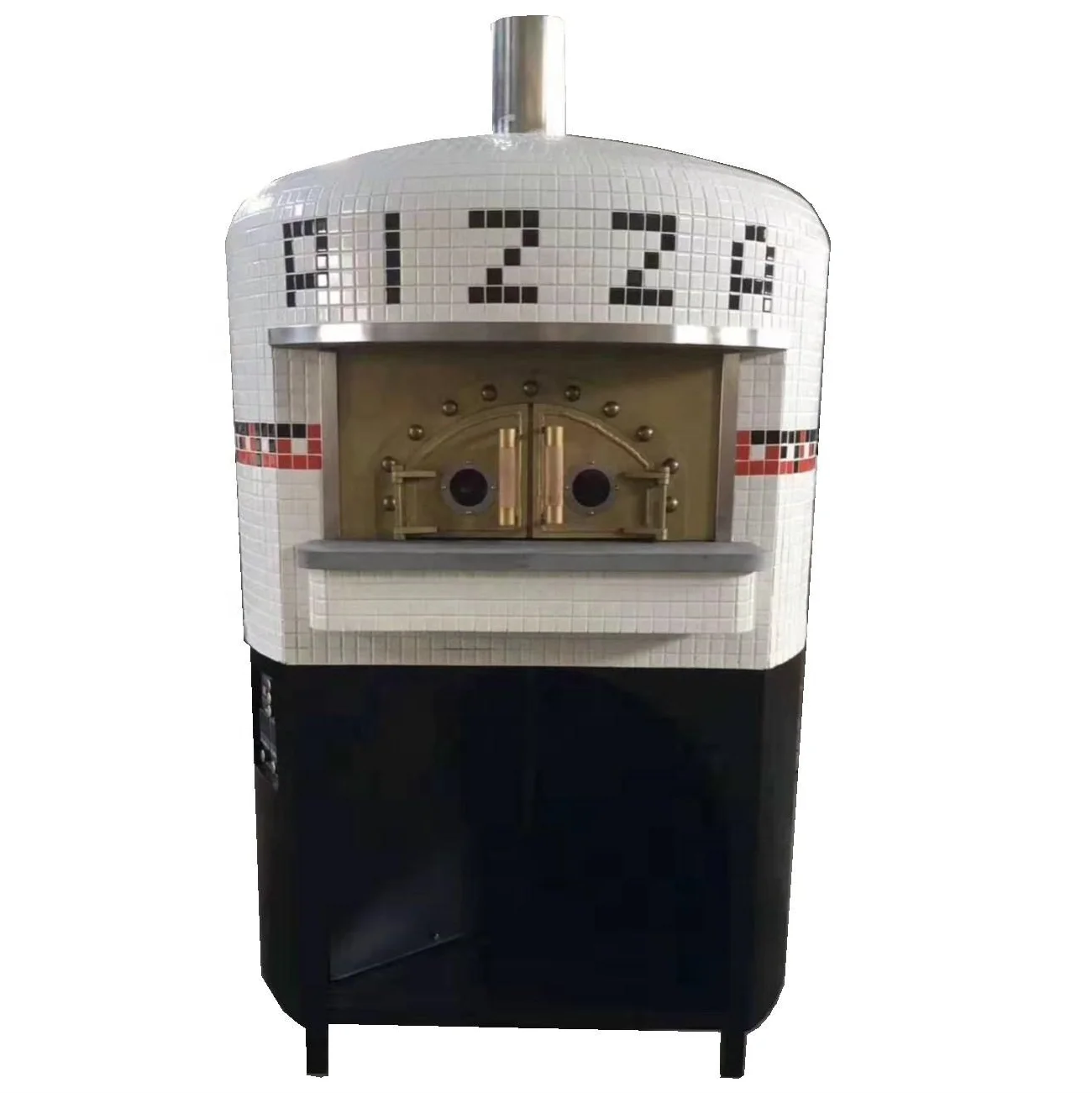 Top red white bricks bottom decorative bricks electrically heated pizza oven