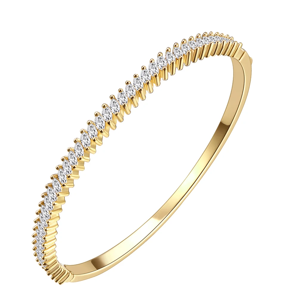 Drop Shipping Full 3A Zircon Stone Ladies Jewelry Bangle Fashion Simple Circle Diamond Bracelet & Bangle  For Women