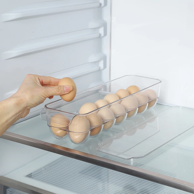 Transparent 14pcs Capacity Egg Storage Box Lid Protection Remaining Visible Refrigerator Organizer Bins