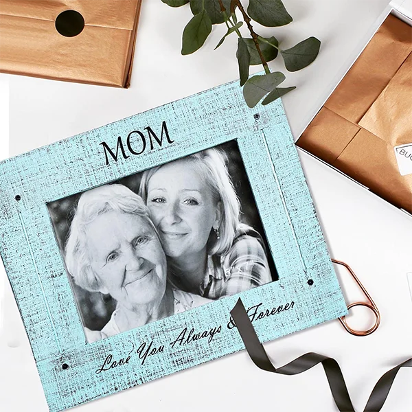 ARTMADE OEM Handicrafts 5x7 Wood Picture Frame MOM LOVE Photo Frame with Glass Cany Stand Table Top, Rustic Farmhouse Home Decor