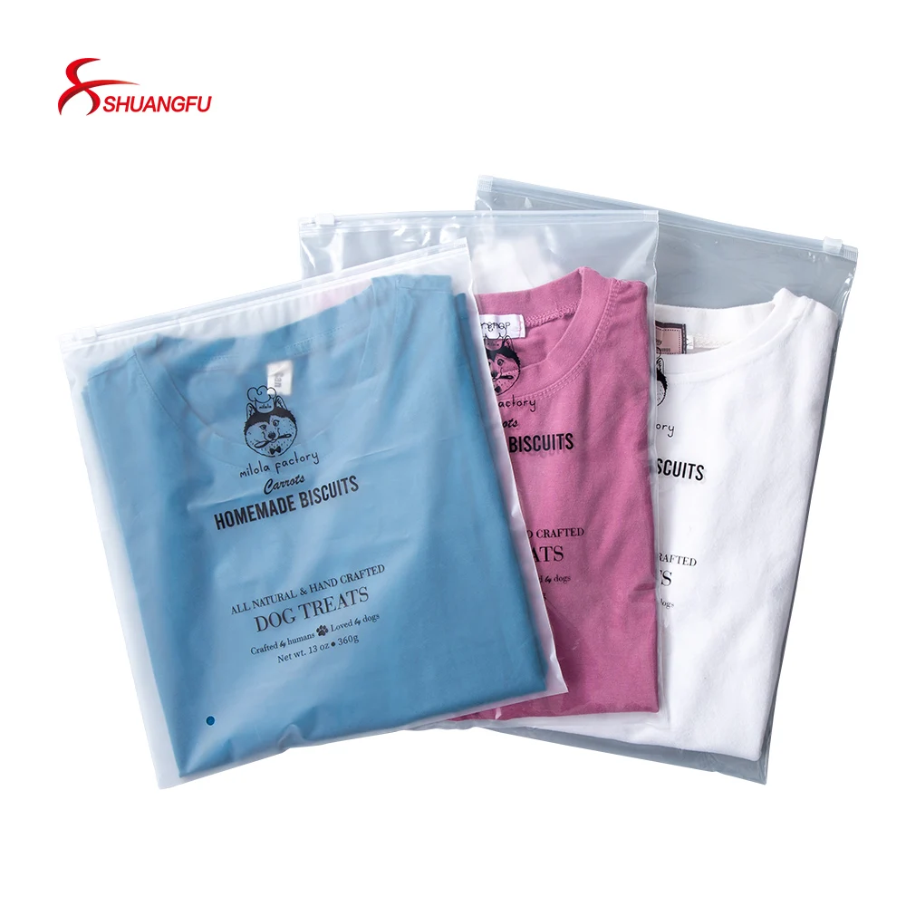 Biodegradable Frosted matte ziplock OEM waterproof bag zipper plastic zip packing bag for clothes clothing