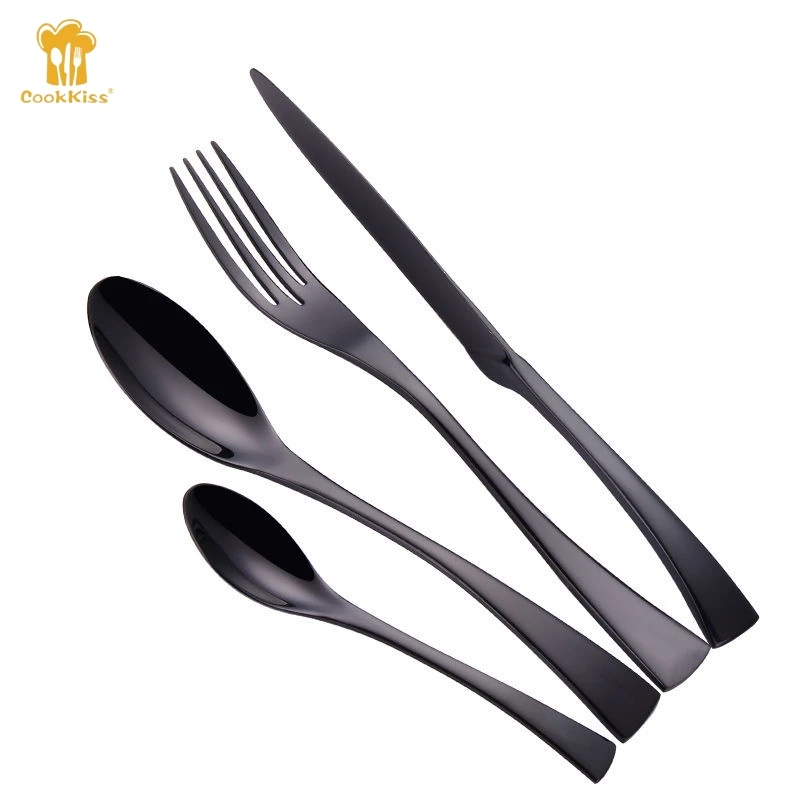 Wholesale Restaurant Luxury Metal Spoon And Fork Knife 4/8/12/16/24pcs Golden Flatware Silver Cutlery Set Stainless Steel Kids