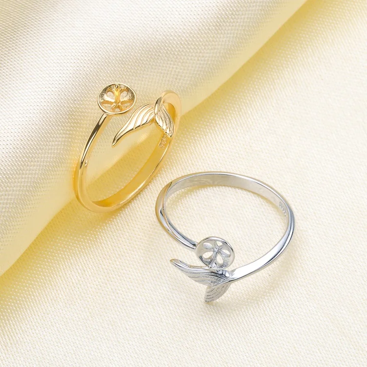 
7-9 mm DIY Pearl Ring 925 silver Accessories Natural freshwater Pearl rings s925 Sterling Silver ring simple style 