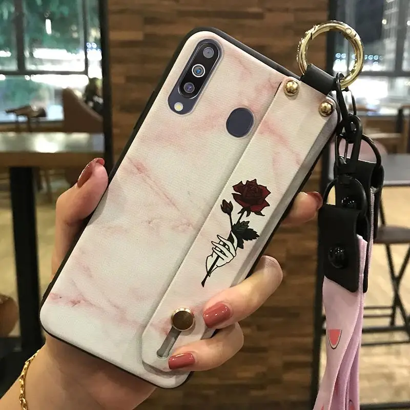 Чехол для SAMSUNG Galaxy M 01 02 10 11 12 20 30 31 32 51 S, мягкий чехол из ТПУ с ремешком и цветочным узором для SAMSUNG Galaxy M 01, 02, 10, 11, 12, 20, 30, 31, 32, 51 S