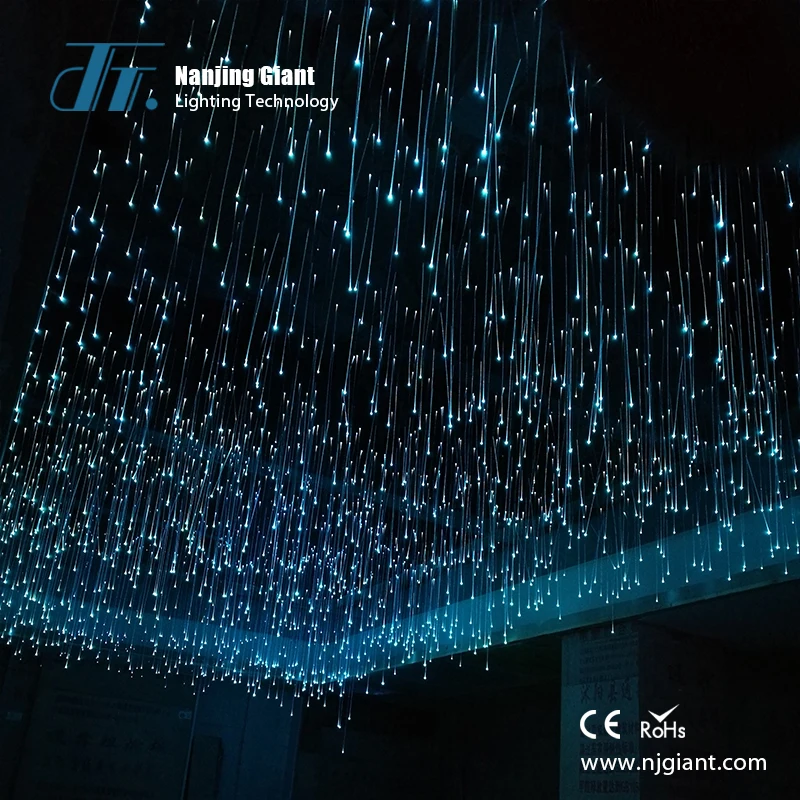 45W RGB led fiber optic crystal hanging light for restaurant ceiling fiber optic hanging lamp