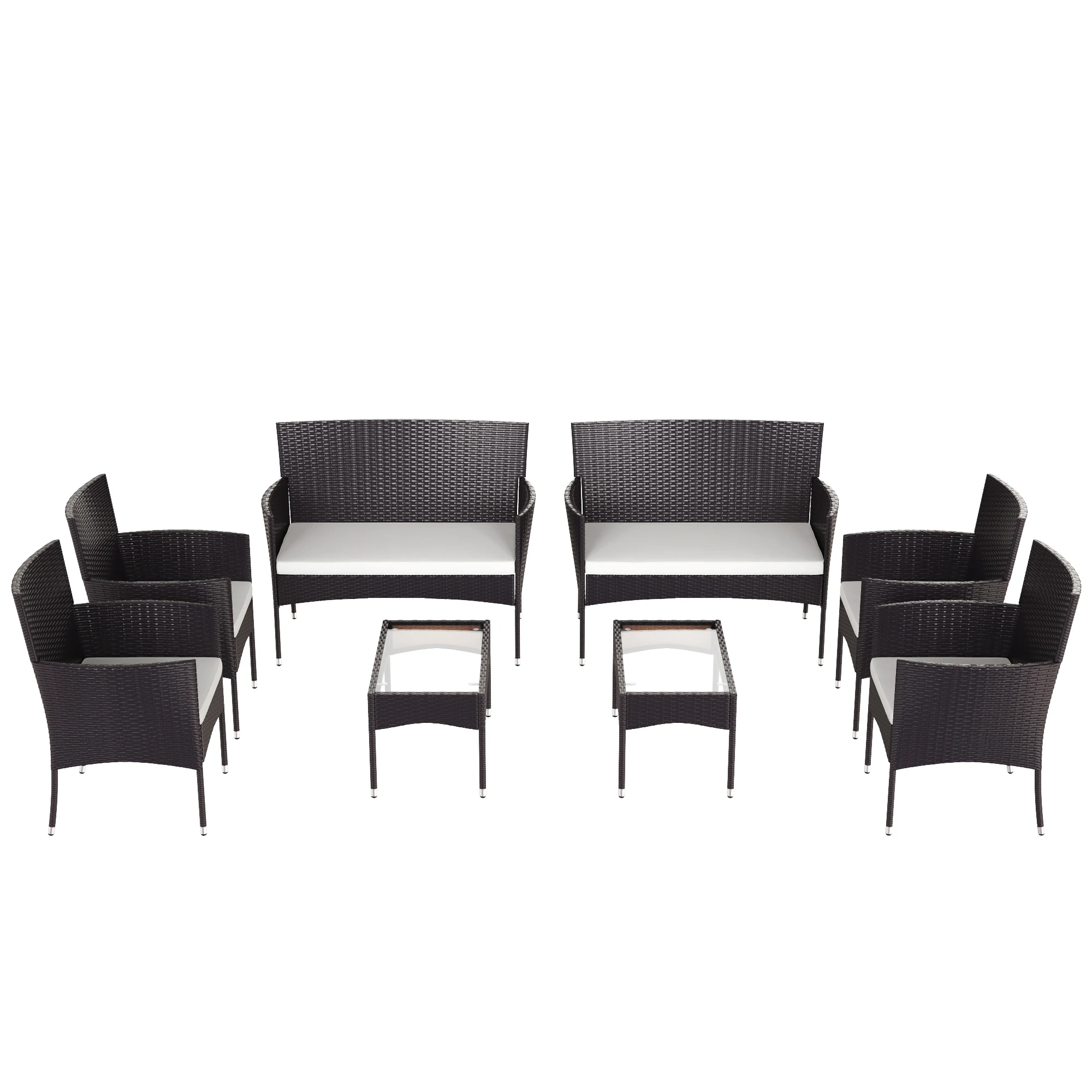 8 шт., уличный садовый ротанговый комплект мебели для патио, мягкий плетеный диван