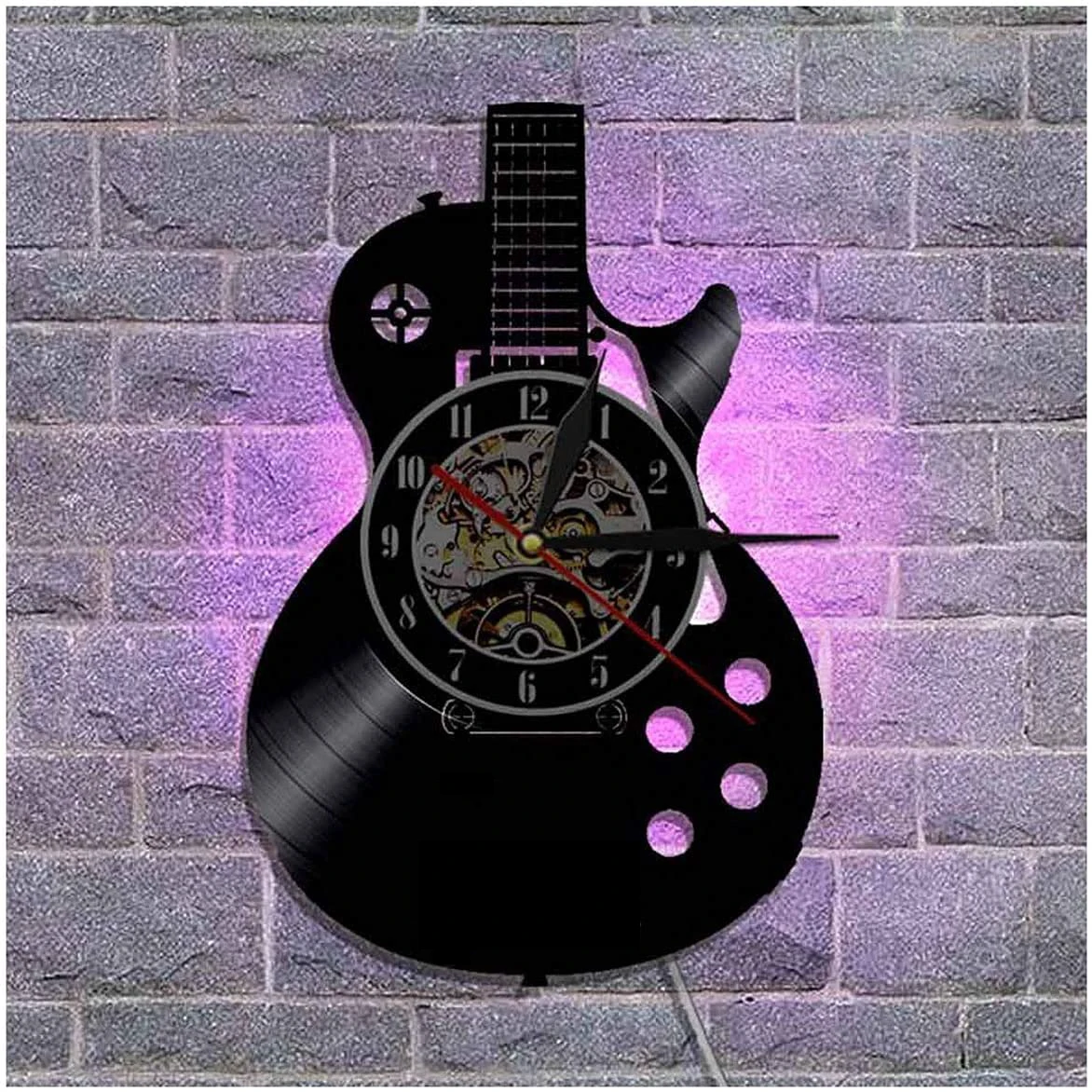 2022 Direct Sales DIY Wall Decor Christmas Halloween Gift Music Decoration Gift Luminous Wall Clock Guitar Cd Wall Clock