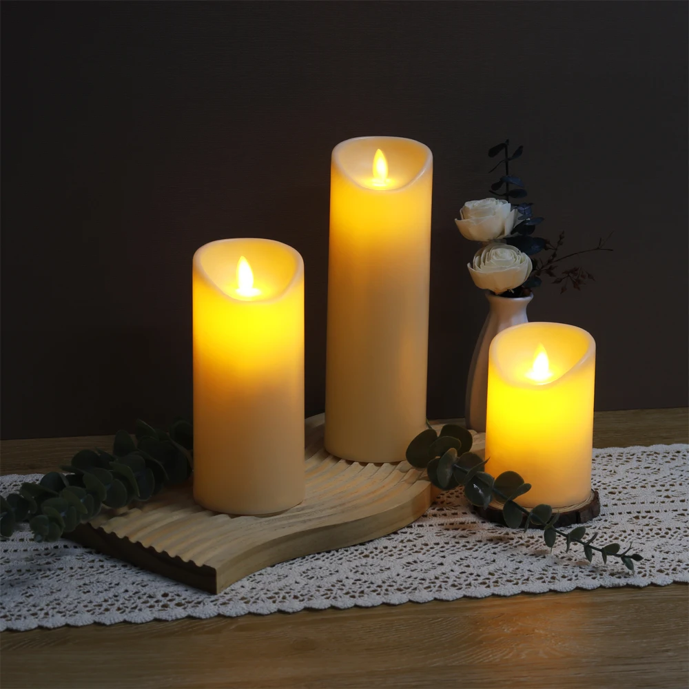 Simulated LED Plastic Candle Artificial LED Light Various Size Battery Powered Candle Set Warm Light Candle With Remote Control