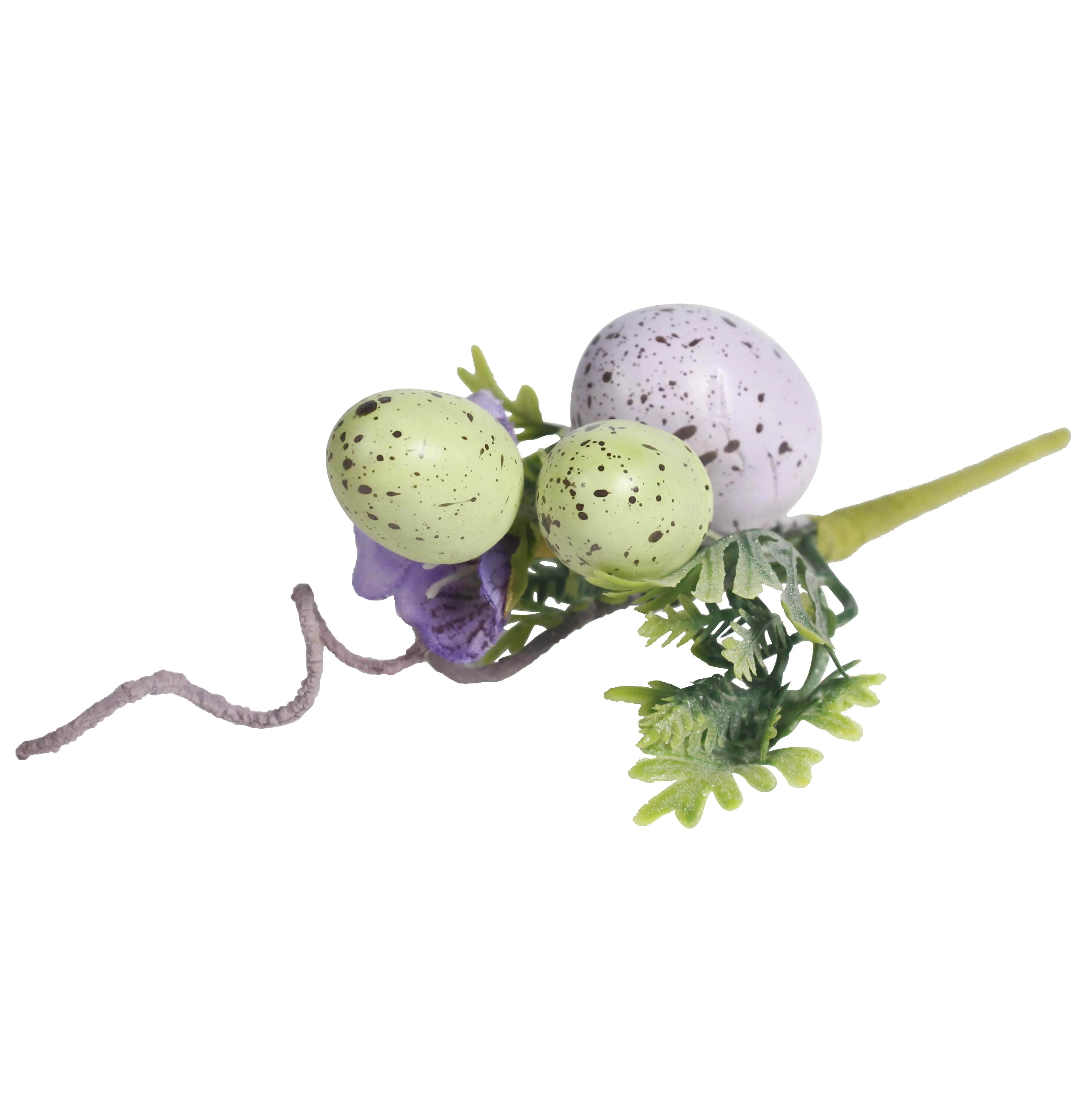 Easter Artificial Bouquet Branches Realistic Fern Leaf Tree Twig with Easter Colorful Eggs DIY Flower Arrangement