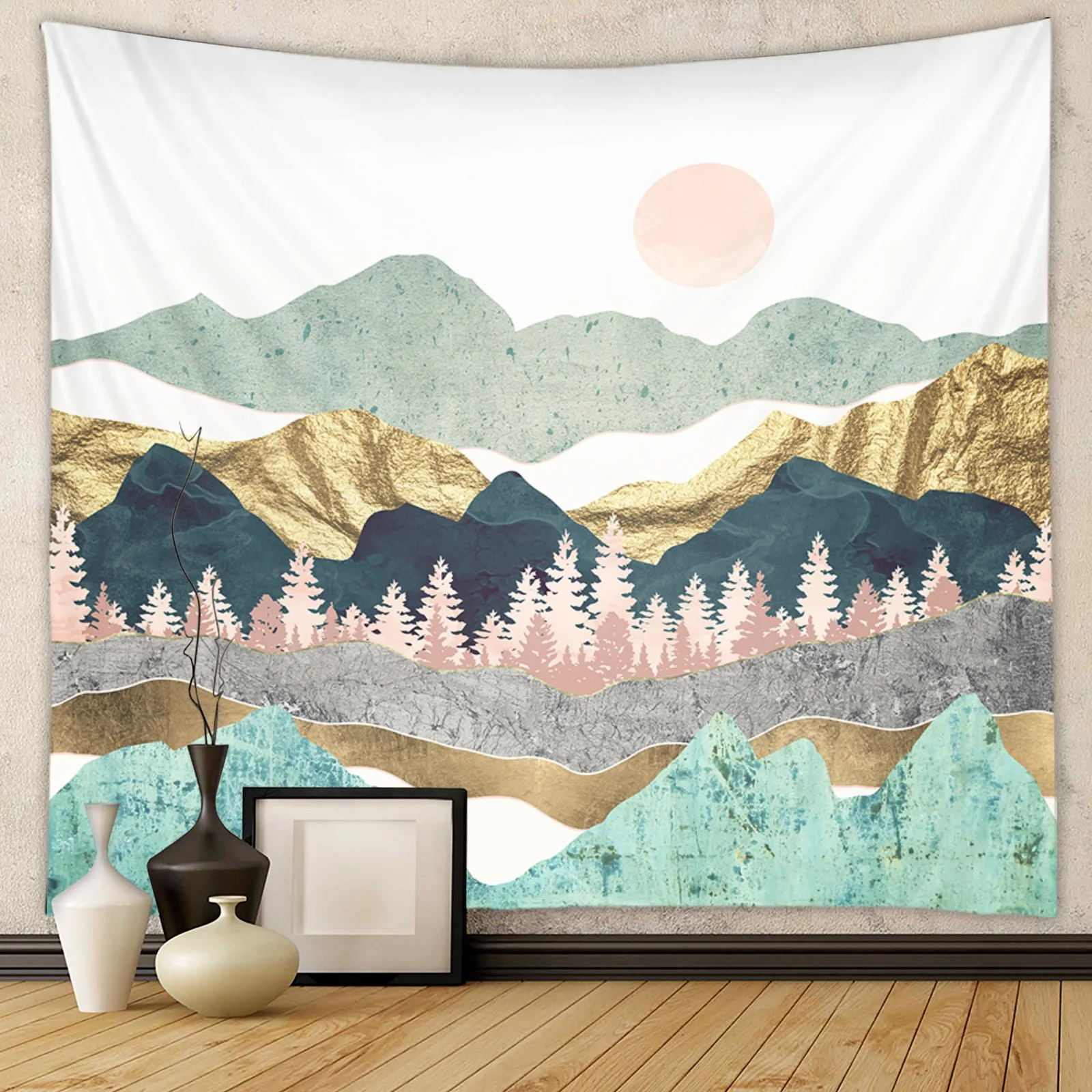 QK Printed Oriental Psychedelic Yoga Meditation Spiritual Custom Wall Hanging Tapestry OEM & ODM Supported for Wall Vase Use