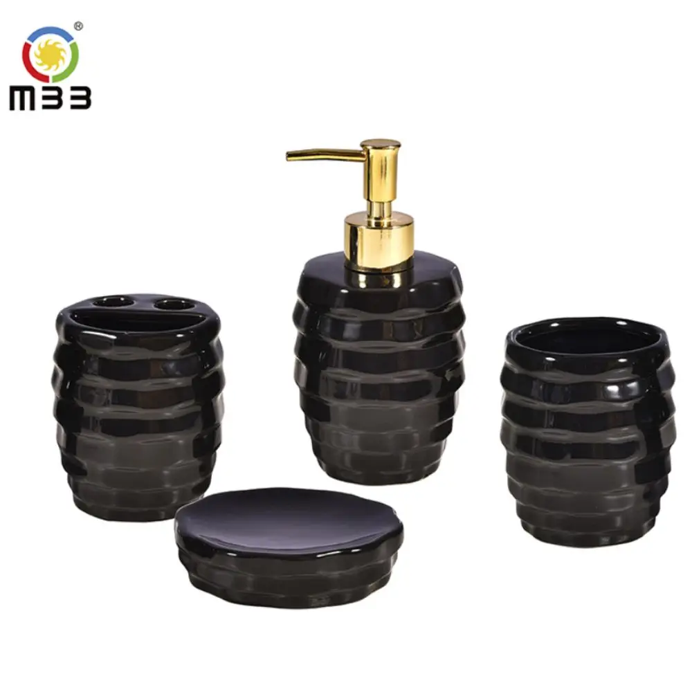 Nordic Style Bathroom Products 4 Pieces Bathroom Set Ceramic Shower Set Bathing Suite for Home Hotel Travel Use
