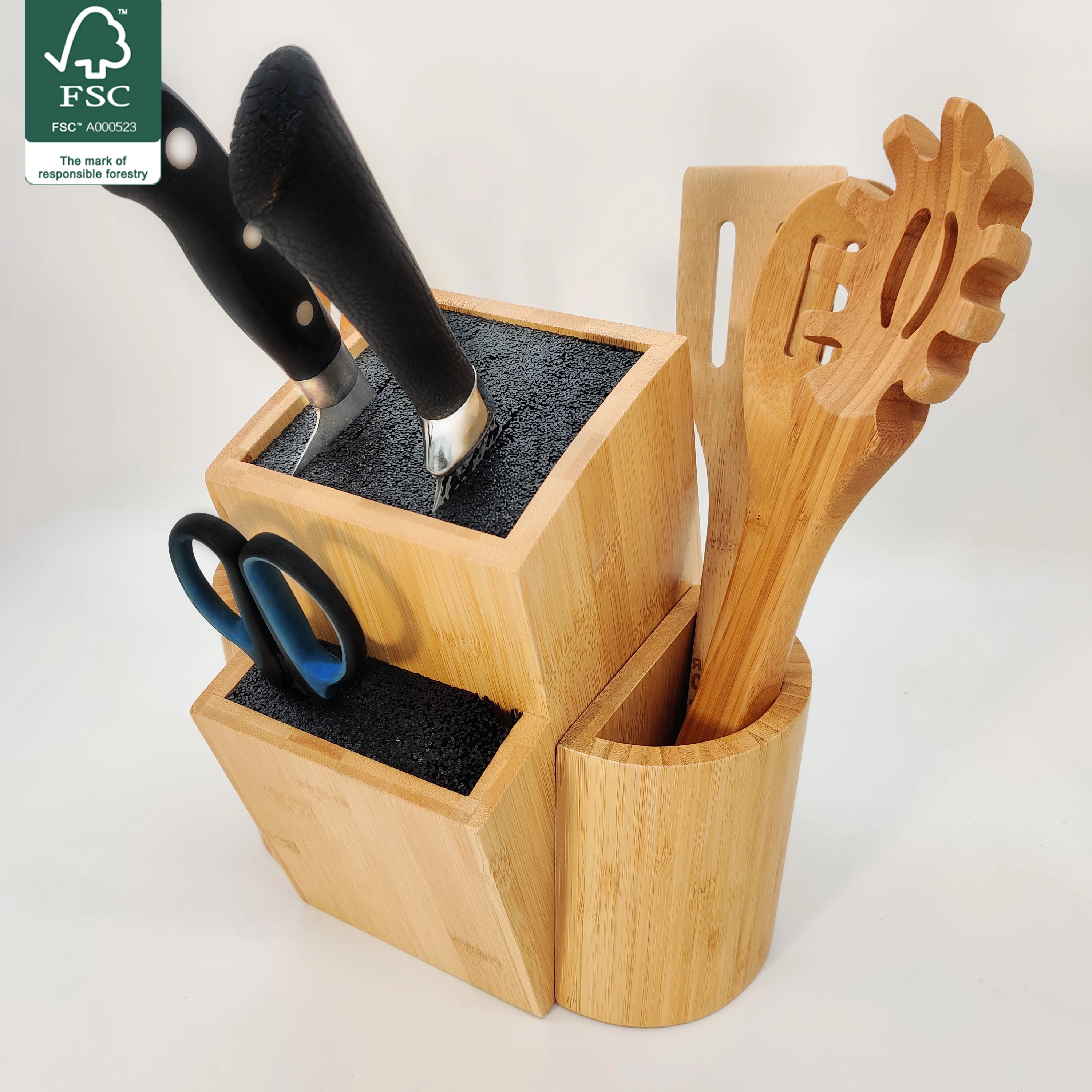 Kitchen Knife Organizer Wooden Magnetic Knife Set Block Stand with Metal Magnet Holder Bar-Shaped Wall Application