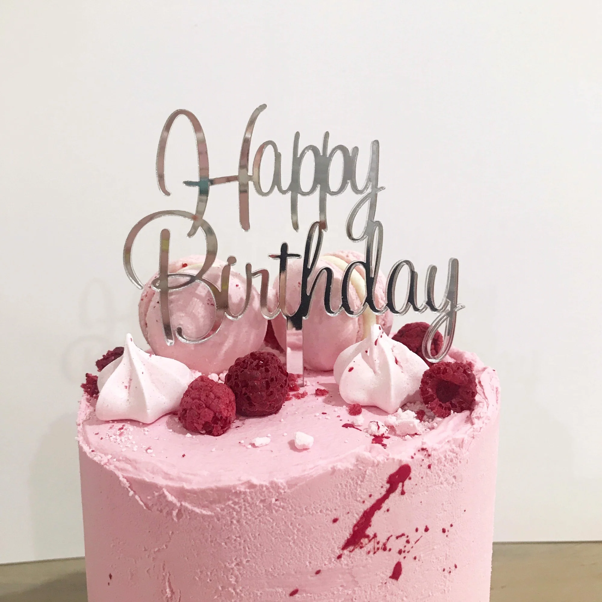 
TX Custom Hot sale custom Letter acrylic rose gold mirror acrylic happy birthday cake topper with inner card for evert party 