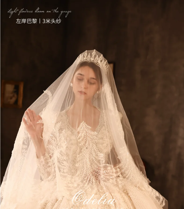 ODELIA Bridal Wedding 3M lace handmade headdress wedding accessories