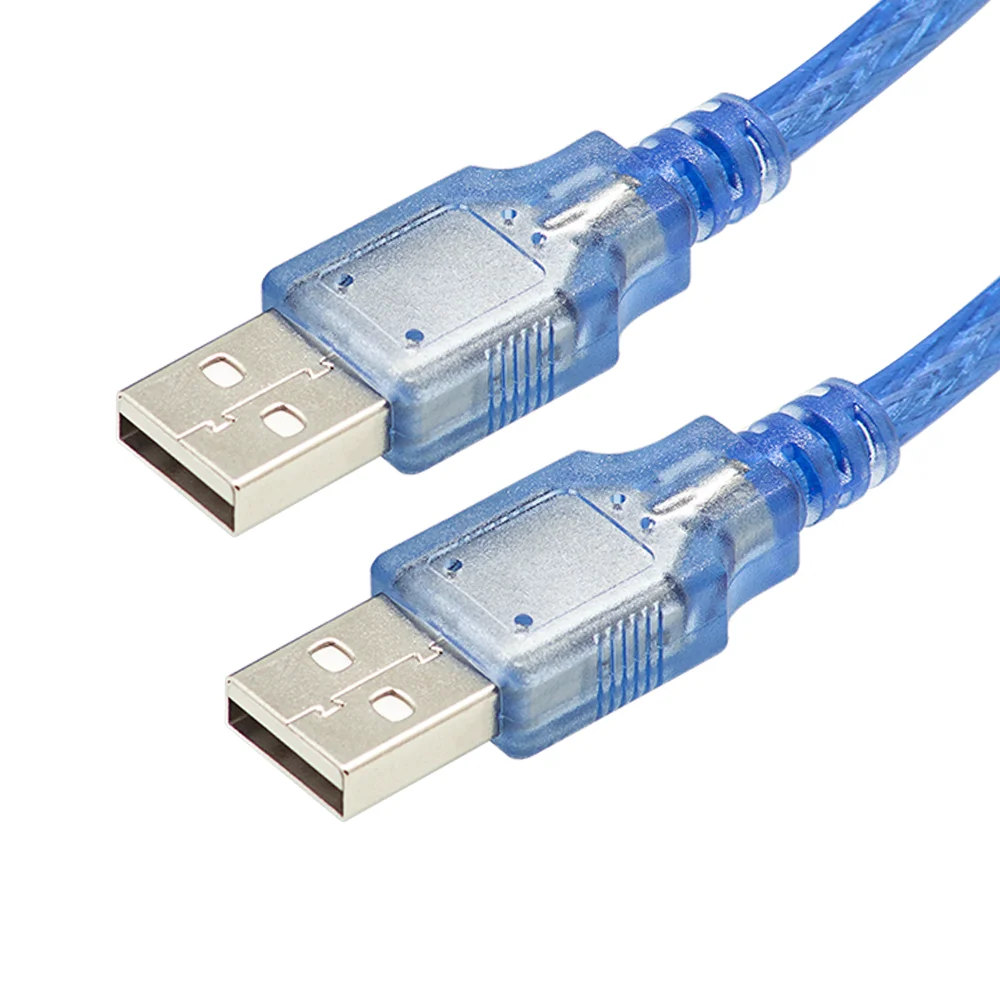 1.5m USB 2.0 Transparent blue cable Type A male to male AM to AM extension cable for Radiator Webc am Car Mp3 Camera Hard Disk